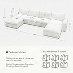 Cloud Couch Sectional 146.5'' Oversized Modular Deep Seat Sofa U Shaped Comfy - Image 2