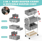LIDTOP 2In1 Diaper Caddy & 4-Tier Rolling Diaper Cart, Diaper Caddy Organizer - Image 3