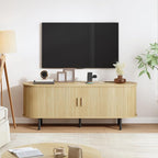 55" TV Stand with Power Outlet, Modern Media Console with Sliding Doors - Image 7