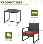 Flamaker 3 Pieces Wicker Patio Furniture Outdoor Modern Rattan Chair - Image 5