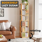 SpaceAid 6 Tier Rotating Bookshelf Tower, Bamboo Spinning Book Shelf, Revolving - Image 4