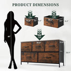 5-Drawer Dresser for Bedroom, Anti-Tip Wide Storage Organizer Fabric Chest of - Image 3