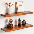 24 Inch Teak Floating Shelves Set of 2 by Unknown