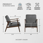 Lexicon Mid Century Modern Chair Velvet Accent Chair - Image 2