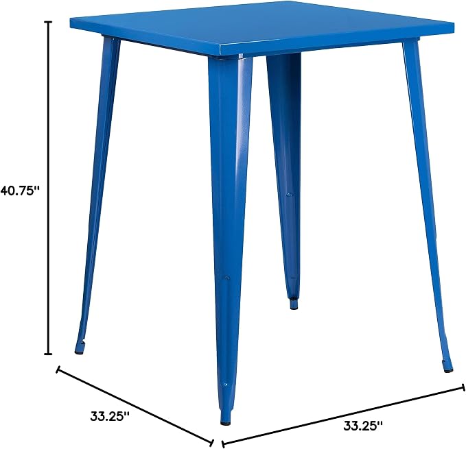 Flash Furniture Nolan Commercial Grade 31.5" Square Blue Metal Indoor-Outdoor - Image 3