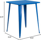 Flash Furniture Nolan Commercial Grade 31.5" Square Blue Metal Indoor-Outdoor - Image 3