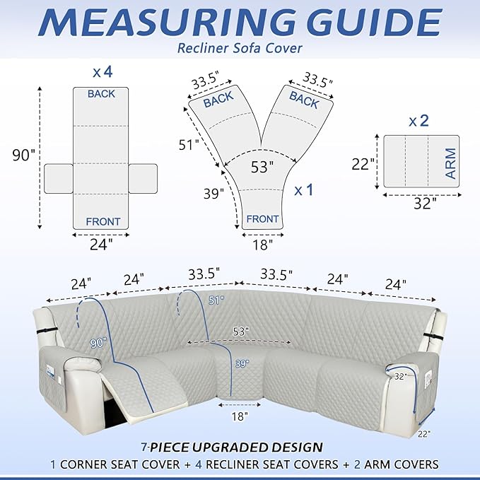 Arfntevss Recliner Sectional Couch Covers 1OO% Waterproof L Shape Sofa Cover - Image 2