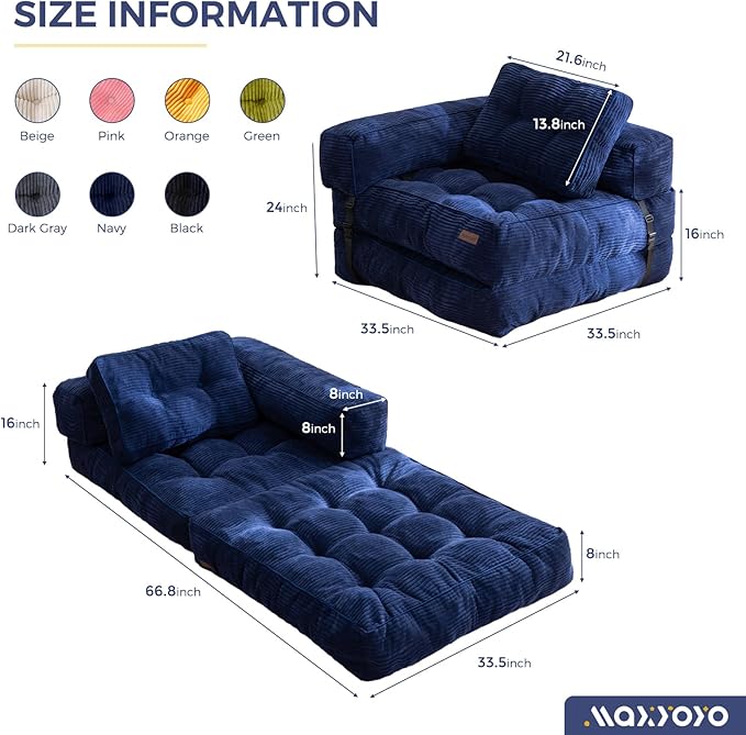 MAXYOYO Folding Sofa Bed, L-Shaped Convertible Sofa Bed - Image 2