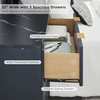 T4TREAM Fluted 3 Drawers Nightstand Set of 2, Oversized Extra Large Modern Side - Image 4