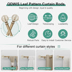 QDWIS Boho Wood Curtain Rods for Windows 28 to 48 inch, Rustic Decorative - Image 6
