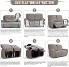 TAOCOCO Recliner Loveseat Slipcover, 6 Pieces Dual Recliner Sofa Covers - Image 6