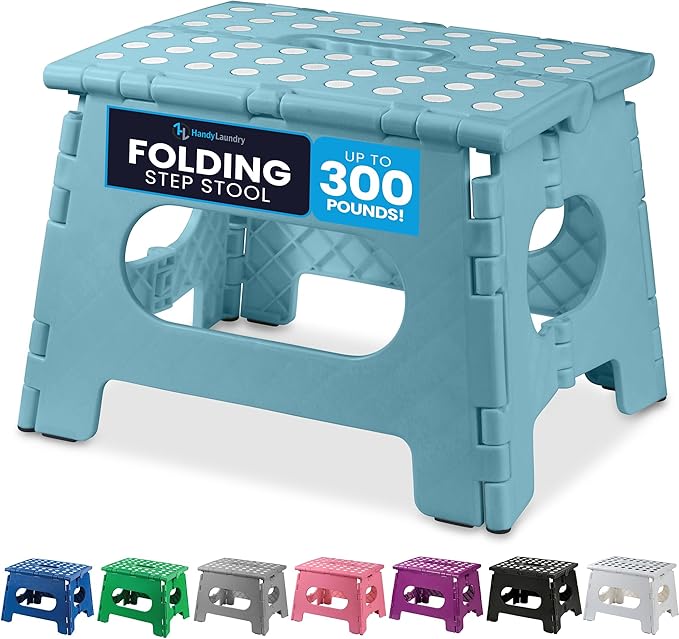 Handy Laundry Folding Step Stool 9 Inch – Sturdy Plastic Foldable Step Stool by Handy+Laundry