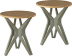 Pedestal Farmhouse End Table Set of 2, Distressed Top by LONYKE