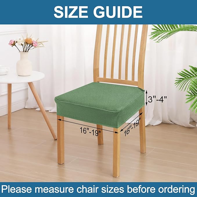 Smiry Waterproof Seat Covers for Dining Room Chairs Set of 8, Stretch Jacquard - Image 2