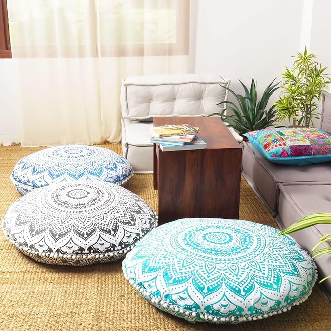Mandala Floor Pillow Cover Meditation Cushion Seating Throw Hippie Round - Image 5
