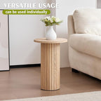 Round Side Tables Set of 3, Circle Modern Fluted Nesting Coffee Table, Accent - Image 5