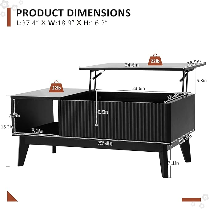 LYNCOHOME Fluted Coffee Table - Image 2