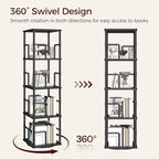 MAHANCRIS 4-Tier Rotating Bookshelf, Freestanding Corner Bookshelf, 360° - Image 5