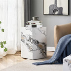 End Table, Side Table Living Room Table, Faux Marble Sofa Couch White Bedside - Image 3