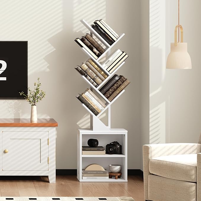 RALGEND Tree Bookshelf, 6 Tier Bookcase - Image 2