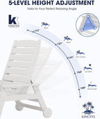 KINGYES HDPE Lounge Chair Outdoor Set of 4, Patio Chaise Lounge Recliner - Image 3