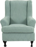 KRFOONN Stretch Wing Chair Slipcovers Jacquard 2 Piece Wingback Chair Covers by KRFOONN
