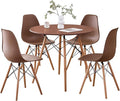 5-Piece Round Dining Table Set, Small 35.5" Kitchen Table Chairs Set of 4 Space by LECAFURHL