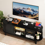 TV Console with Power Outlet-55" Entertainment Center with Sliding Tambour Door - Image 7
