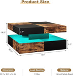 HedoAjim LED Coffee Table for Living Room, Living Room Table 2-Tier Square - Image 2