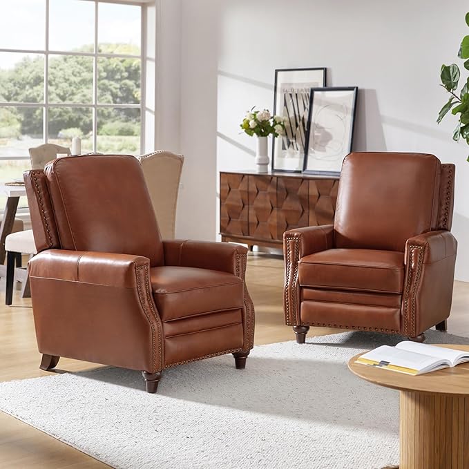 HULALA HOME Genuine Leather Manual Recliner Chair - Image 7