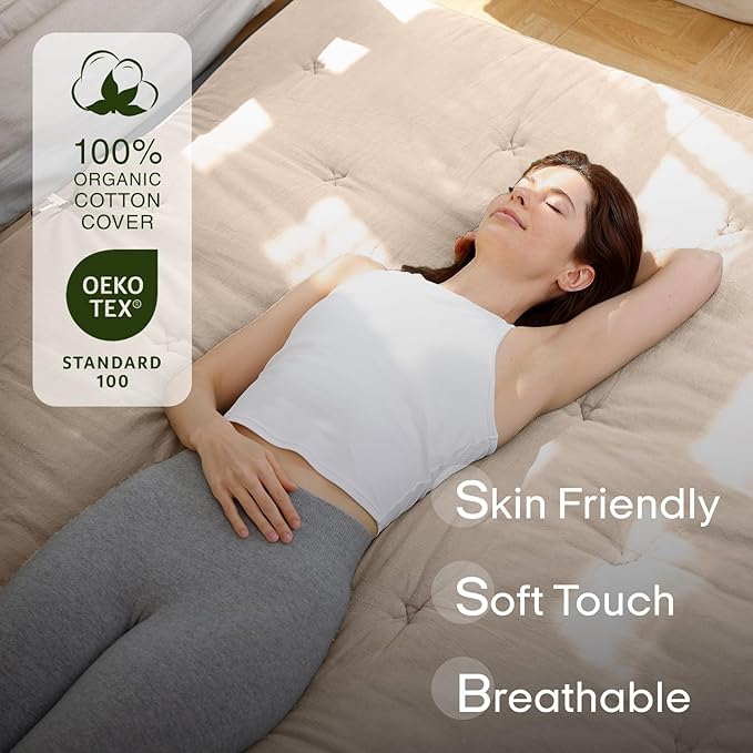 ZonLi Japanese Floor Futon Mattress Queen Size 80"x 60", 100% Cotton Cover - Image 2