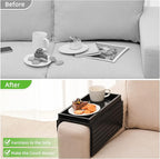 GEHE Bamboo Sofa Arm Tray, Foldable Couch Arm Tray Side Table, Anti-Falling - Image 5