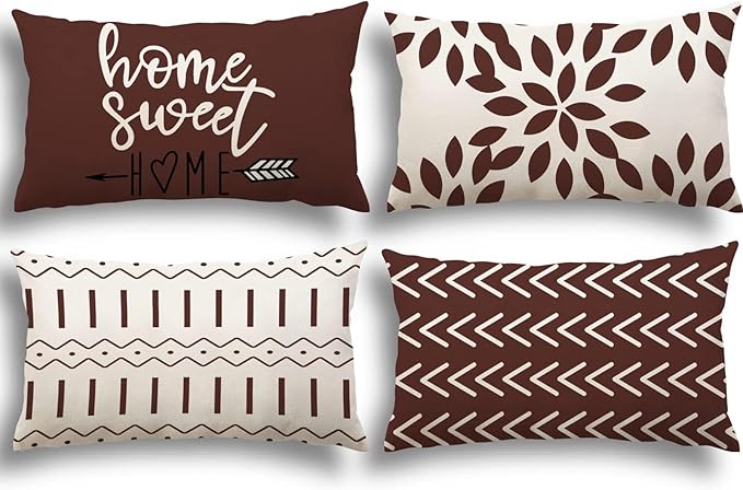 YCOLL Pillow Covers 12x20 Set of 4, Modern Sofa Throw Pillow Cover, Decorative by PillowCoversExpert