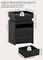 Turosur Nightstands Set of 2, LED Night Stand - Image 2