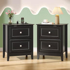 VINGLI 18.9" W Black Nightstand Set of 2 by Bonnlo