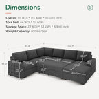 HONBAY Sectional Couch with Pull Out Bed, U-Shaped Sectional Sleeper Sofa with - Image 2