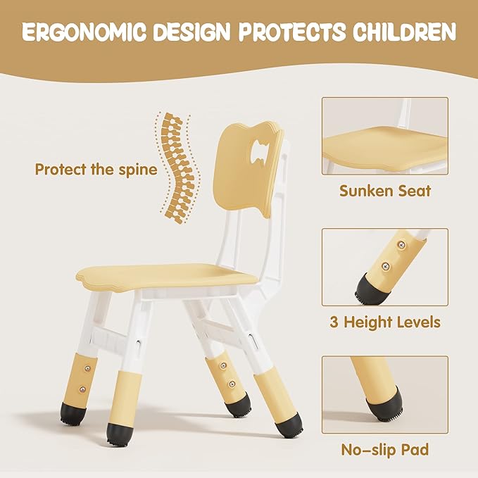 Brelley Kids Table and 2 Chairs Set, Height Adjustable Toddler Desk and Chair - Image 4