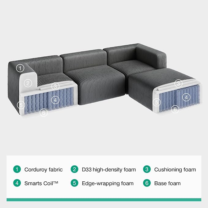 Novilla 106" Modular Sectional Sofa, Modern Cloud Sectional Couch - Image 8