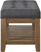 24KF Large Rectangular Upholstered Tufted Linen Fabric Ottoman Bench, Padded - Image 7