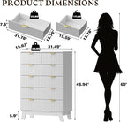 BORNOON 46" Tall Dresser for Bedroom, 6-Drawer Fluted Chest of Drawers - Image 2