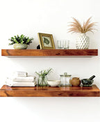 Solid Wood Floating Shelves, 40in Finished Real Wood Wall Shelves by Unknown