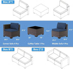 Outdoor Patio Furniture Set, 9 Pieces Outdoor Sectional Furniture Patio Set - Image 7