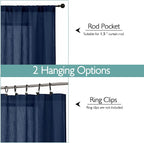Chyhomenyc Navy Blue Semi Sheer Curtains 36 Inch Length, Light Filtering Faux - Image 4