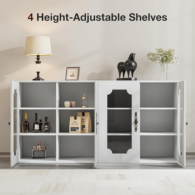 Buffet Cabinet with Storage, Modular Accent Sideboard Modern Credenza with DIY - Image 3
