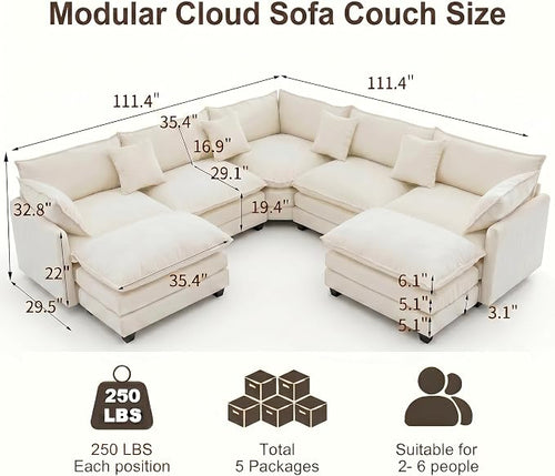 111.4" V-Shaped Corner Couch Sectional - Image 2