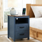 Blue Night Stand Set of 2, Rustic End Table - Image 2