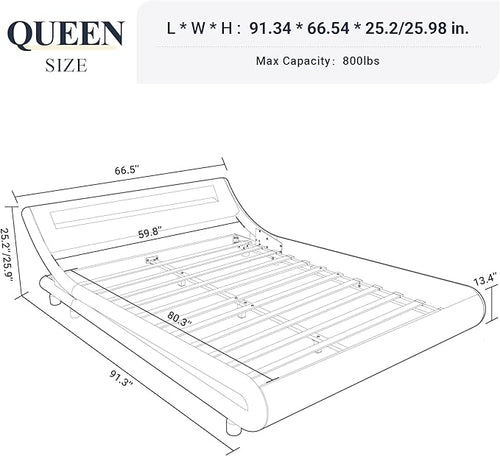 Allewie Queen Size LED Platform Bed Frame - Image 2