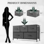 5-Drawer Dresser for Bedroom, Anti-Tip Wide Storage Organizer Fabric Chest of - Image 3