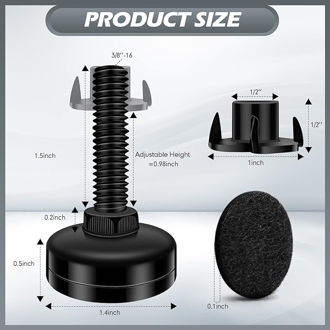 10 Set Adjustable Furniture Leveling Feet, Adjustable Leg Levelers - Image 2