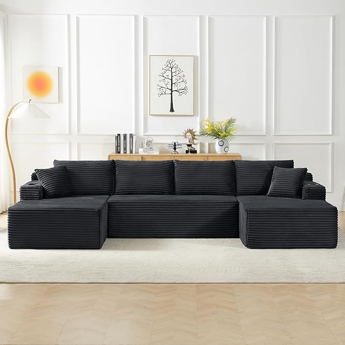 Modular Sectional Sleeper Sofa, 134 Inch Boneless Cloud Couch by HANXIN